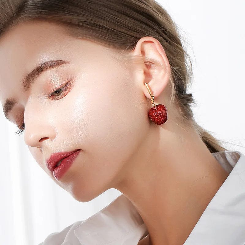 Eleganza Italiana Korea Needle Red Cherry Earrings Apple Earrings Girl Heart Earrings Personality Forest Fruit Earrings Wholesale cute earrings Streetwear high fashion shein amazon temu target Walmart online