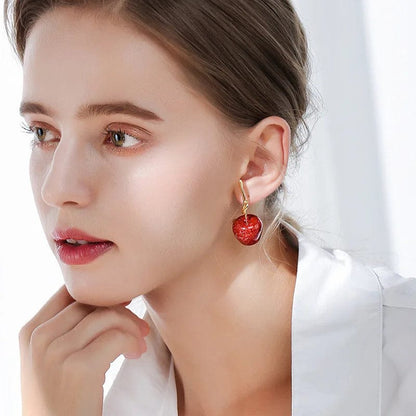 Eleganza Italiana Korea Needle Red Cherry Earrings Apple Earrings Girl Heart Earrings Personality Forest Fruit Earrings Wholesale cute earrings Streetwear high fashion shein amazon temu target Walmart online