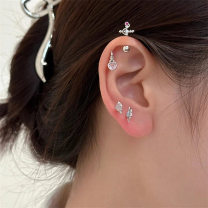 Eleganza Italiana Korean Fairy Wings Heart Ear Stud Irregular Cross Earrings for Girls Fashion 2023 Punk Y2k Aesthetic Jewelry Accessories Streetwear high fashion shein amazon temu target Walmart online