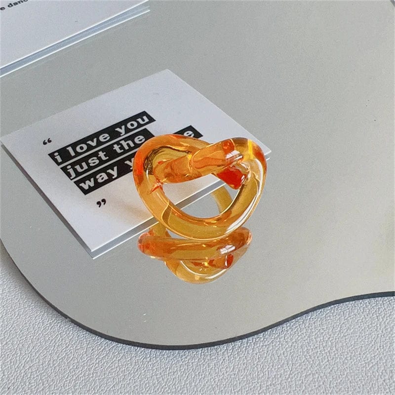 Eleganza Italiana Korean Fashion Bowknot Cherry Heart Geometric Square Resin Acrylic Rings Set for Women Flower Finger Ring Y2K Aesthetic Jewelry Streetwear high fashion shein amazon temu target Walmart online