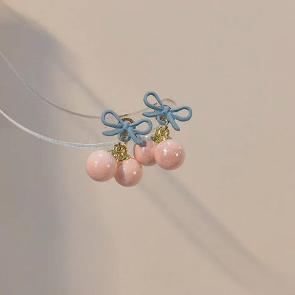 Eleganza Italiana Korean Sweet Pink Bow Earrings for Women Girls 2023 Fashion Design Personality Mirror Butterfly Earrings Spring Summer Jewelry Streetwear high fashion shein amazon temu target Walmart online