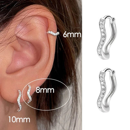 Eleganza Italiana Kpop Wave Hoop Earrings for Women Simple Y2k Small Huggie Thin Zirconia Ear Cartilage Earing Piercing Earclip Jewelry KDE081 Streetwear high fashion shein amazon temu target Walmart online