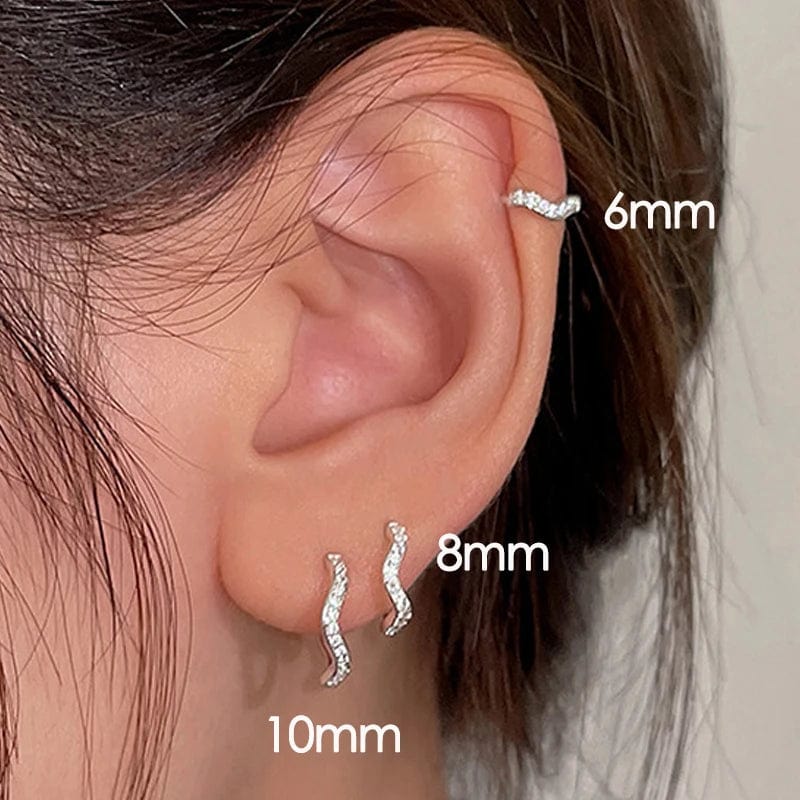 Eleganza Italiana Kpop Wave Hoop Earrings for Women Simple Y2k Small Huggie Thin Zirconia Ear Cartilage Earing Piercing Earclip Jewelry KDE081 Streetwear high fashion shein amazon temu target Walmart online