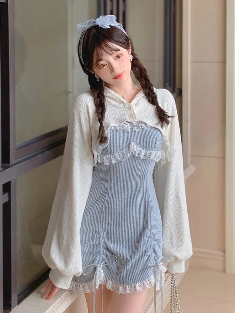 Eleganza Italiana Lace Japanese Sweet Lolita Dress Women Bow Pink Kawaii Party Mini Dresses Female Blue Princess Korean Fashion Dresse Winter 2024 Streetwear high fashion shein amazon temu target Walmart online