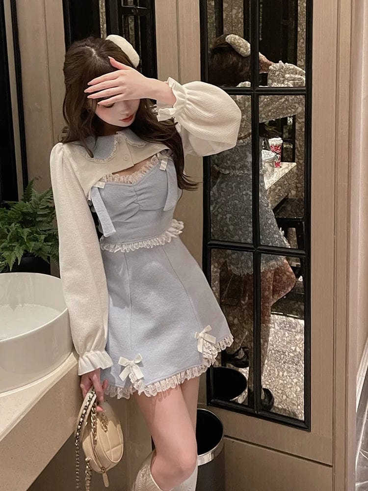 Eleganza Italiana Lace Japanese Sweet Lolita Dress Women Bow Pink Kawaii Party Mini Dresses Female Blue Princess Korean Fashion Dresse Winter 2024 Streetwear high fashion shein amazon temu target Walmart online