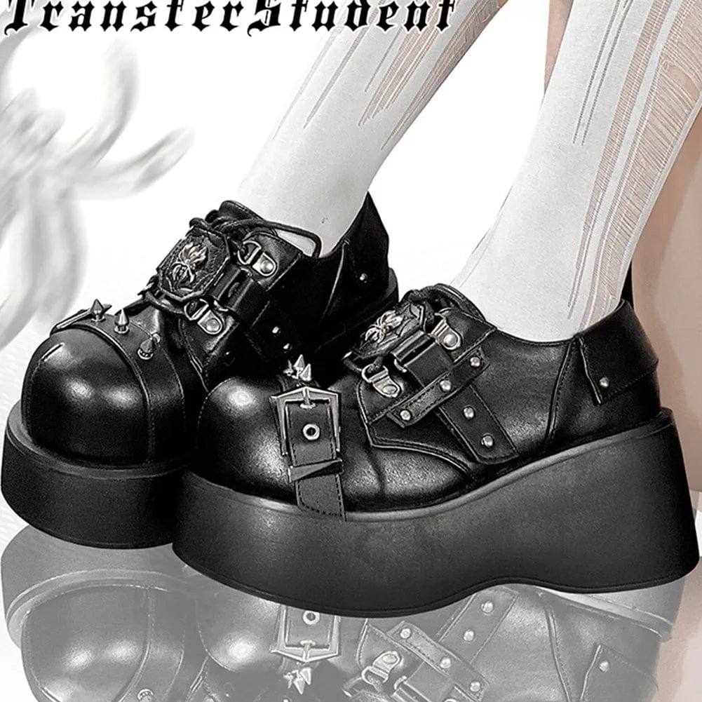 Eleganza Italiana Lapolaka Gothic Cross Spider Decoration Punk Hotgirl Shoes Holy Light Knight Dark Style Y2K Women&