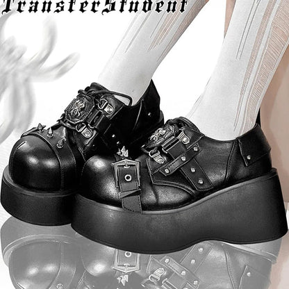 Eleganza Italiana Lapolaka Gothic Cross Spider Decoration Punk Hotgirl Shoes Holy Light Knight Dark Style Y2K Women&