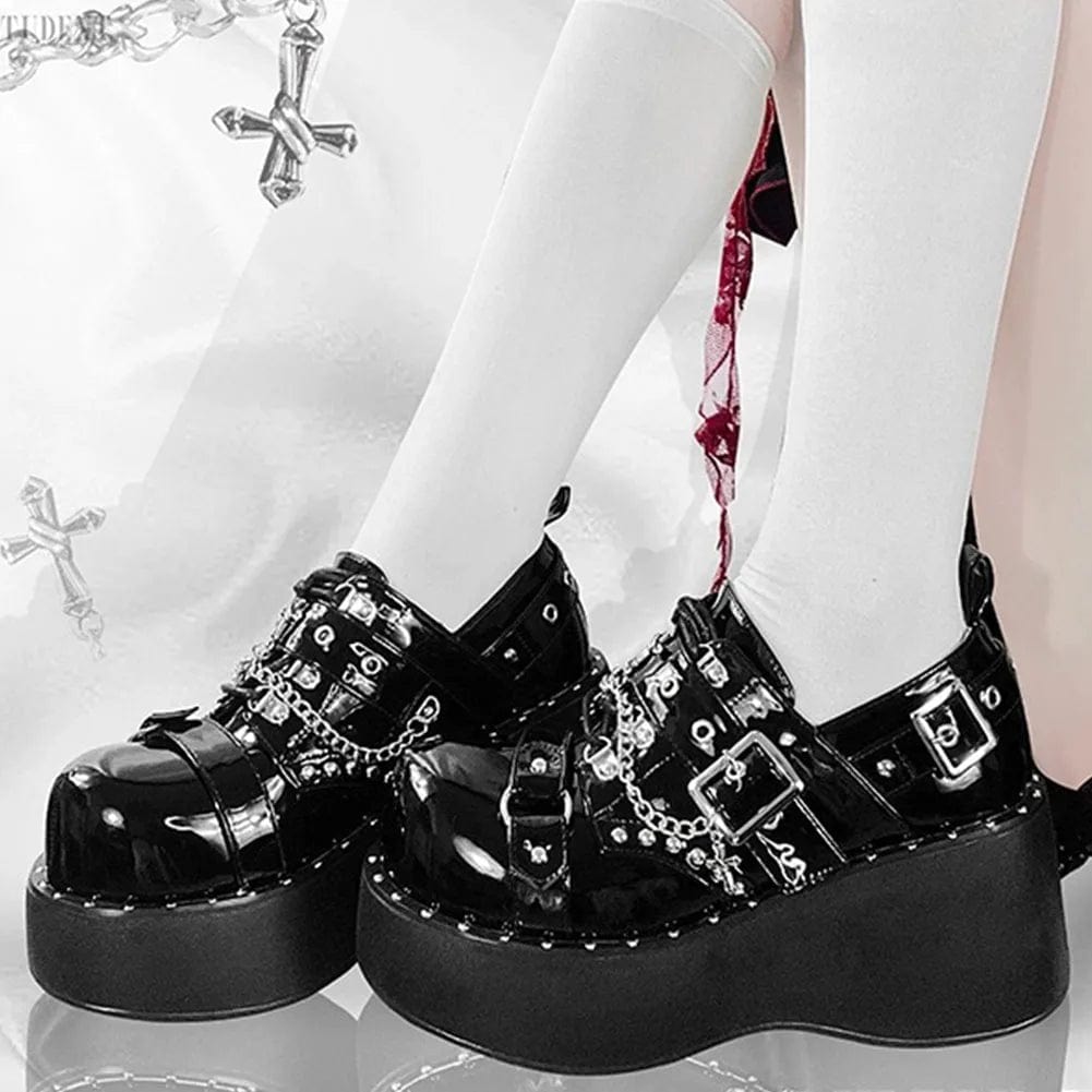 Eleganza Italiana Lapolaka Gothic Cross Spider Decoration Punk Hotgirl Shoes Holy Light Knight Dark Style Y2K Women&