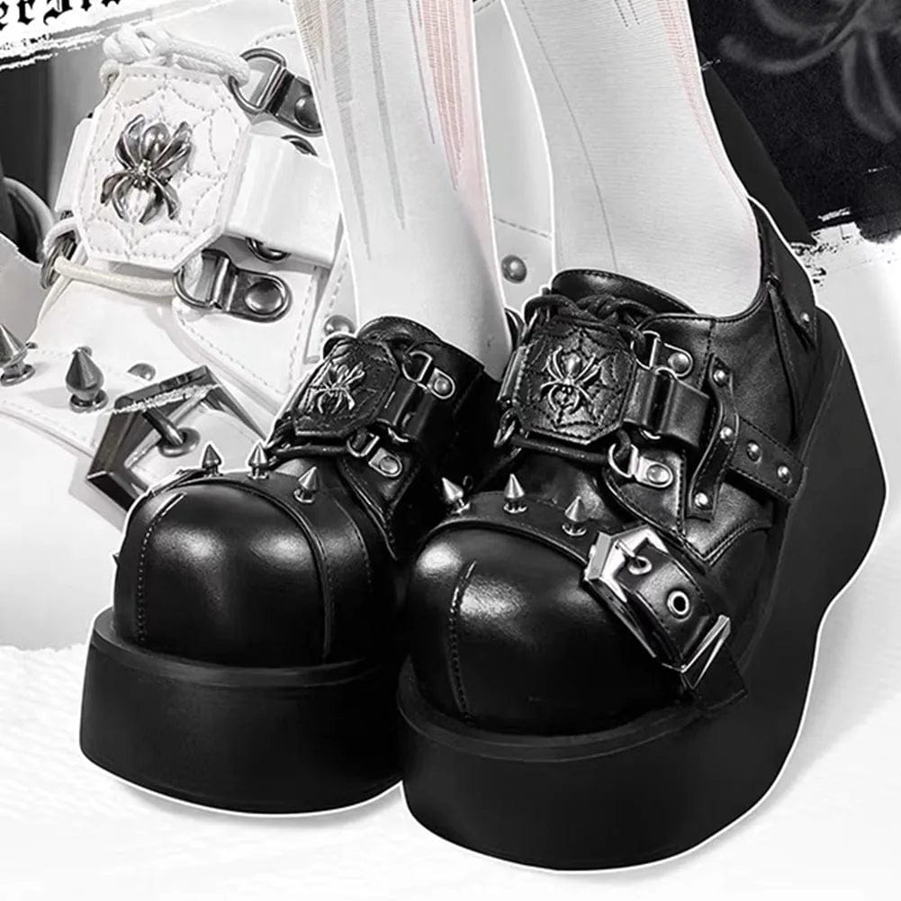 Eleganza Italiana Lapolaka Gothic Cross Spider Decoration Punk Hotgirl Shoes Holy Light Knight Dark Style Y2K Women&