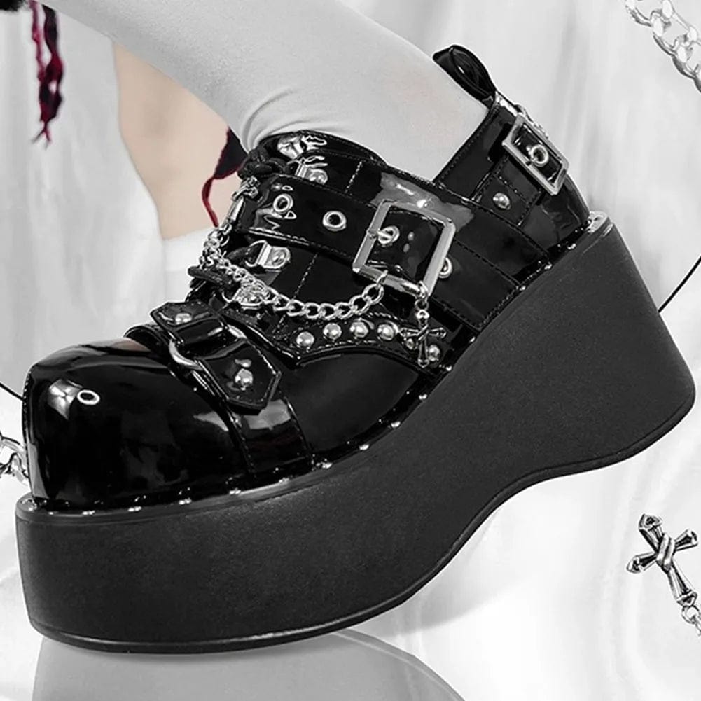 Eleganza Italiana Lapolaka Gothic Cross Spider Decoration Punk Hotgirl Shoes Holy Light Knight Dark Style Y2K Women&