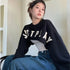 Eleganza Italiana Letter Black Pullover Sweatshirt Women&