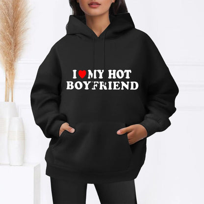 Eleganza Italiana Letter Printed I Love My Hot Boyfriend/Girlfriend Hoodies Y2k Grunge Women Pullover Women Sweatshirt Autumn Winter Streetwear Streetwear high fashion shein amazon temu target Walmart online