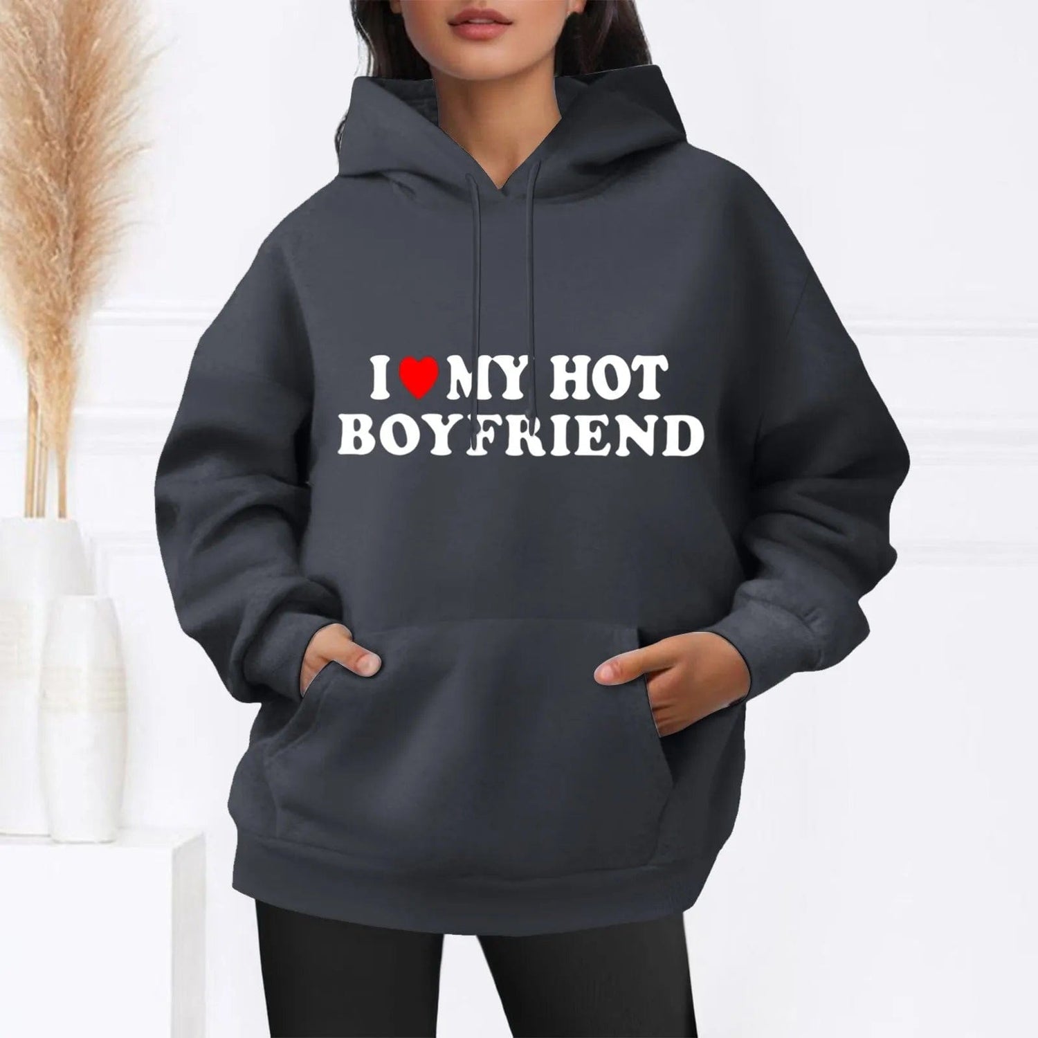 Eleganza Italiana Letter Printed I Love My Hot Boyfriend/Girlfriend Hoodies Y2k Grunge Women Pullover Women Sweatshirt Autumn Winter Streetwear Streetwear high fashion shein amazon temu target Walmart online