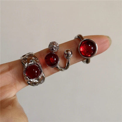 Eleganza Italiana Liquid Irregular Red Crystal Heart Pearl Star Rings Women Y2K Gothic Animal Ring Aesthetic Creative Grunge Jewelry Accessories Streetwear high fashion shein amazon temu target Walmart online