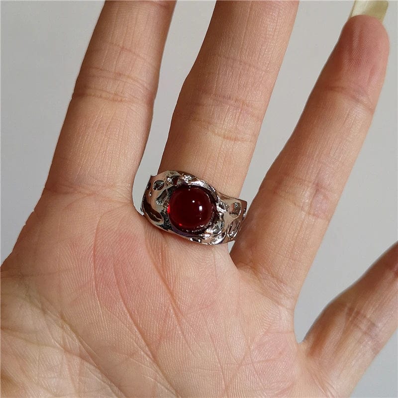 Eleganza Italiana Liquid Irregular Red Crystal Heart Pearl Star Rings Women Y2K Gothic Animal Ring Aesthetic Creative Grunge Jewelry Accessories Streetwear high fashion shein amazon temu target Walmart online