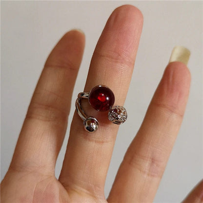 Eleganza Italiana Liquid Irregular Red Crystal Heart Pearl Star Rings Women Y2K Gothic Animal Ring Aesthetic Creative Grunge Jewelry Accessories Streetwear high fashion shein amazon temu target Walmart online