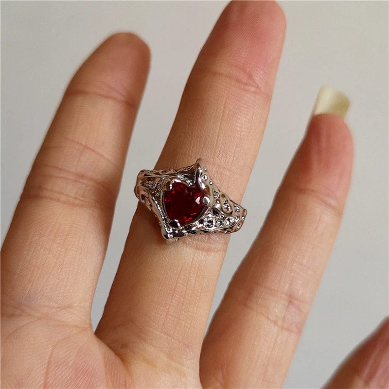 Eleganza Italiana Liquid Irregular Red Crystal Heart Pearl Star Rings Women Y2K Gothic Animal Ring Aesthetic Creative Grunge Jewelry Accessories Streetwear high fashion shein amazon temu target Walmart online