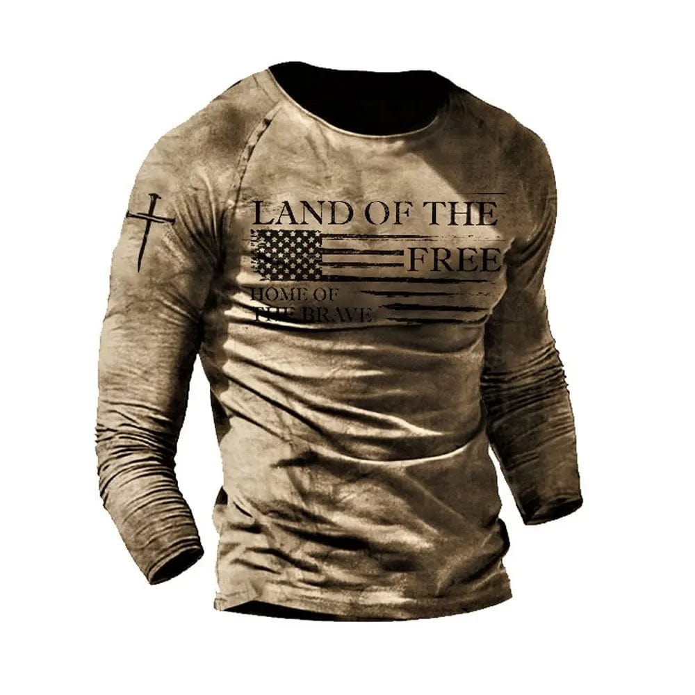 Eleganza Italiana Long Sleeve T-shirt Y2K Skull Top Round Neck Personalized Men&