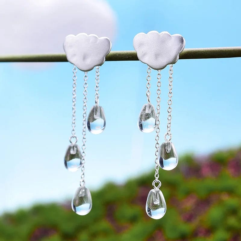 Eleganza Italiana Lotus Fun Real 925 Sterling Silver Natural Crystal Gems Fine Jewelry Ethnic Cloud Long Tassel Drop Earrings for Women Brincos Streetwear high fashion shein amazon temu target Walmart online