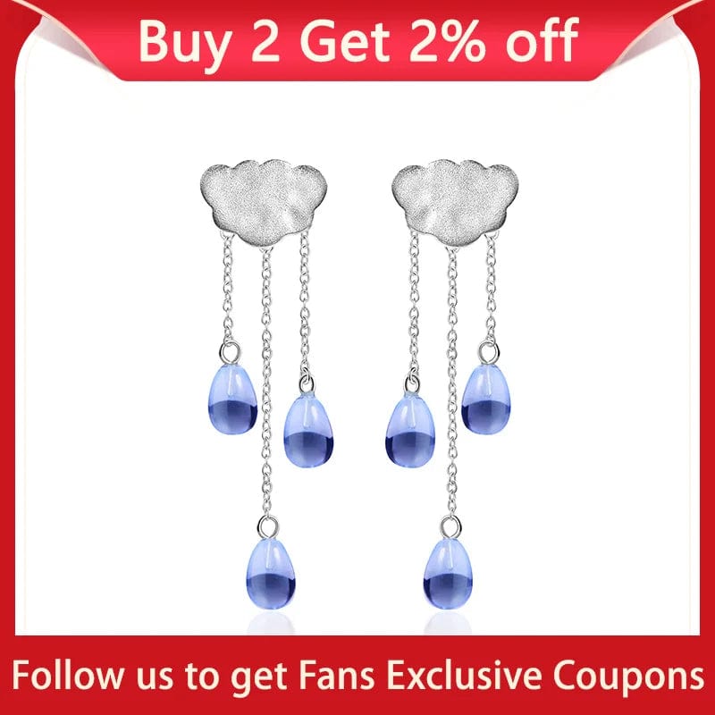 Eleganza Italiana Lotus Fun Real 925 Sterling Silver Natural Crystal Gems Fine Jewelry Ethnic Cloud Long Tassel Drop Earrings for Women Brincos Streetwear high fashion shein amazon temu target Walmart online