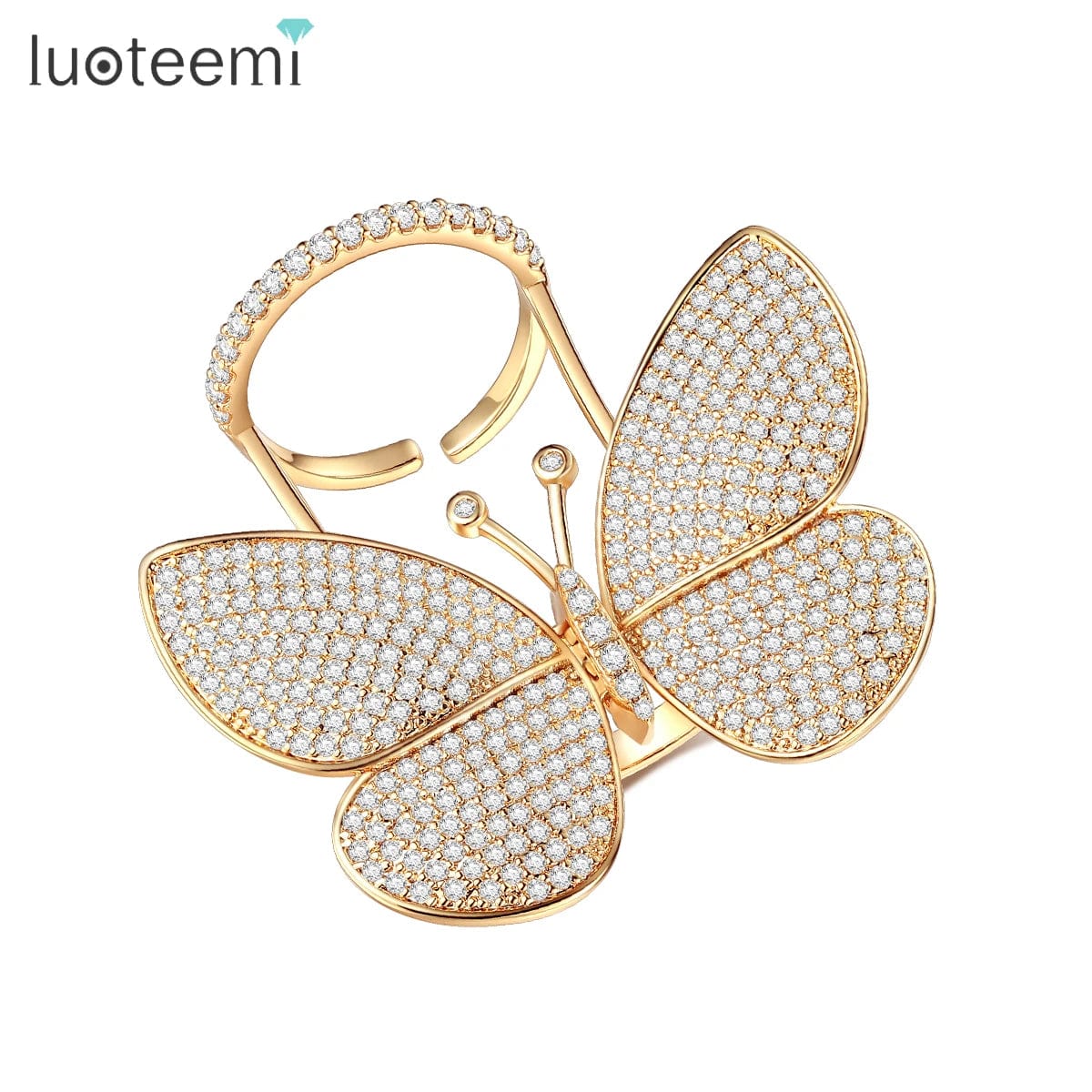 Eleganza Italiana LUOTEEMI Dancing Butterfly Rings for Women Luxury Cubic Zirconia Wedding Engagement Ring for Bridal Korean Fashion Charm Jewelry Streetwear high fashion shein amazon temu target Walmart online