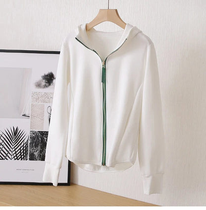 Eleganza Italiana M-XXL Zip Hoodie y2k Women Autumn Winter New Long Sleeve Loose Casual Cardigan Sweatshirts Female Fashion White Black Clothing Streetwear high fashion shein amazon temu target Walmart online