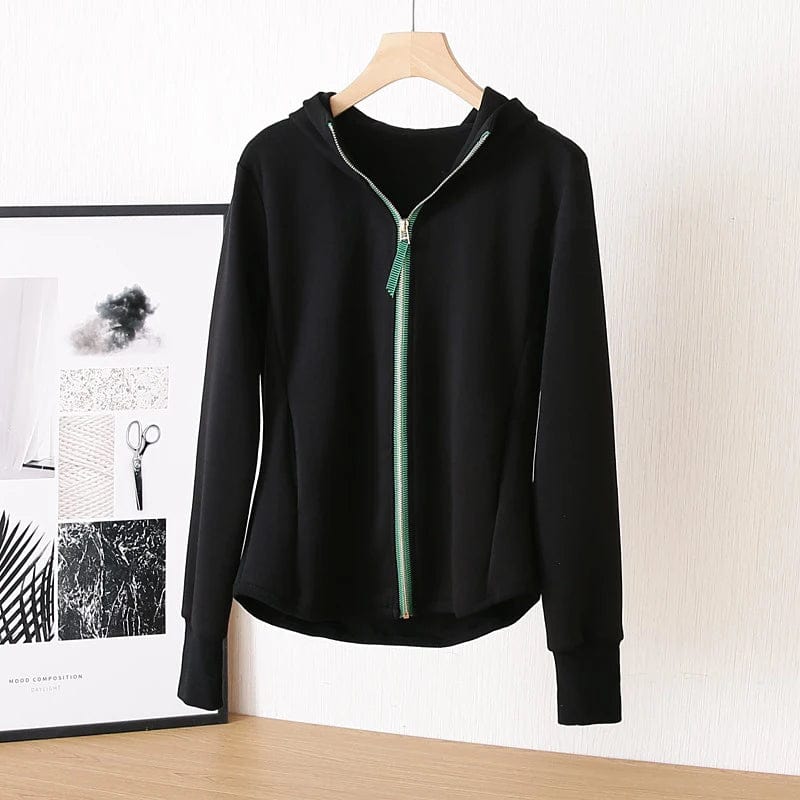 Eleganza Italiana M-XXL Zip Hoodie y2k Women Autumn Winter New Long Sleeve Loose Casual Cardigan Sweatshirts Female Fashion White Black Clothing Streetwear high fashion shein amazon temu target Walmart online