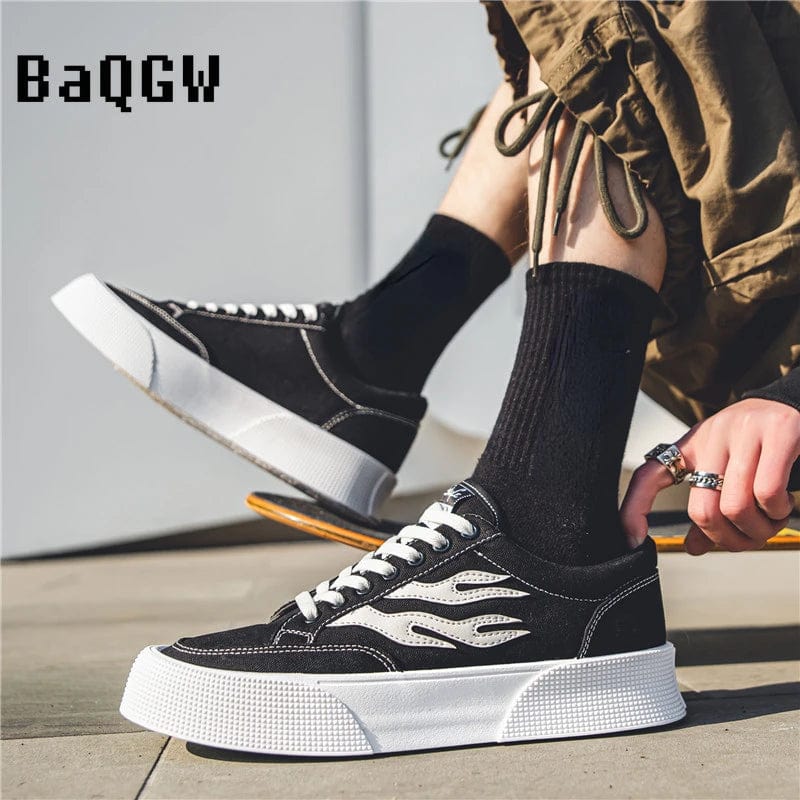 Eleganza Italiana Men Canvas Shoes Fashion Design Casual Breathable Canvas Sneakers Men Sports Shoes Streetwear Hip Hop Vulcanized Shoes Men Streetwear high fashion shein amazon temu target Walmart online