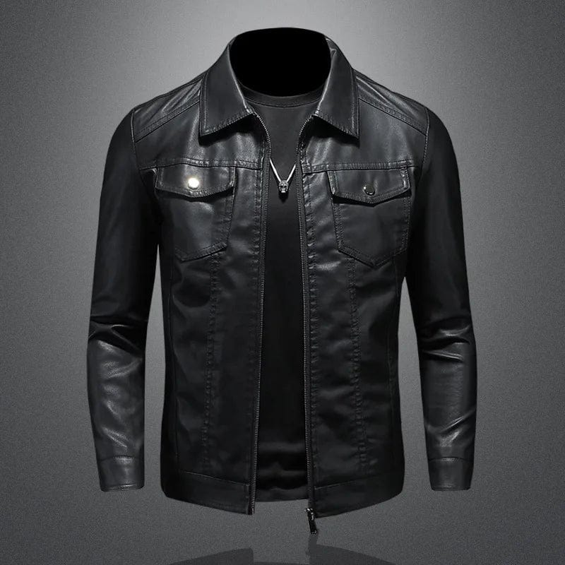 Eleganza Italiana Men Slim Locomotive Leather Jackets Multiple Pockets Moto Biker Pu Leather Coats High Quality Male Spring Leather Jackets 5XL Streetwear high fashion shein amazon temu target Walmart online