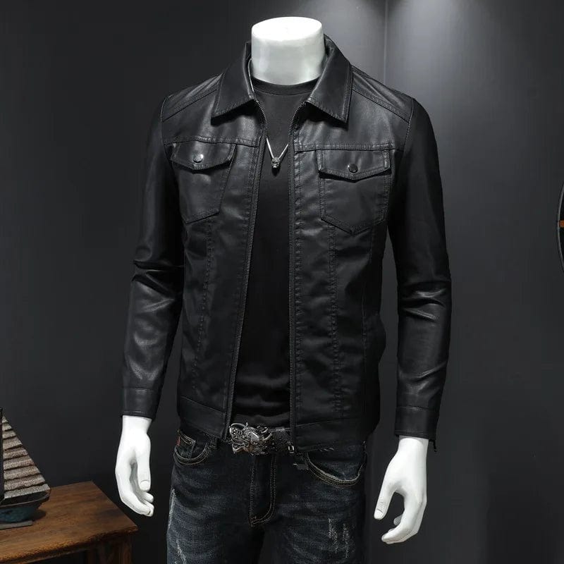 Eleganza Italiana Men Slim Locomotive Leather Jackets Multiple Pockets Moto Biker Pu Leather Coats High Quality Male Spring Leather Jackets 5XL Streetwear high fashion shein amazon temu target Walmart online