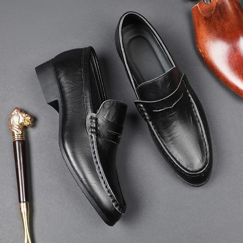 Eleganza Italiana Men Streetwear Fashion Business Casual Thick Platform Genuine Leather Wedding Loafers Shoes Harajuku Korean Man Leather Shoes Streetwear high fashion shein amazon temu target Walmart online