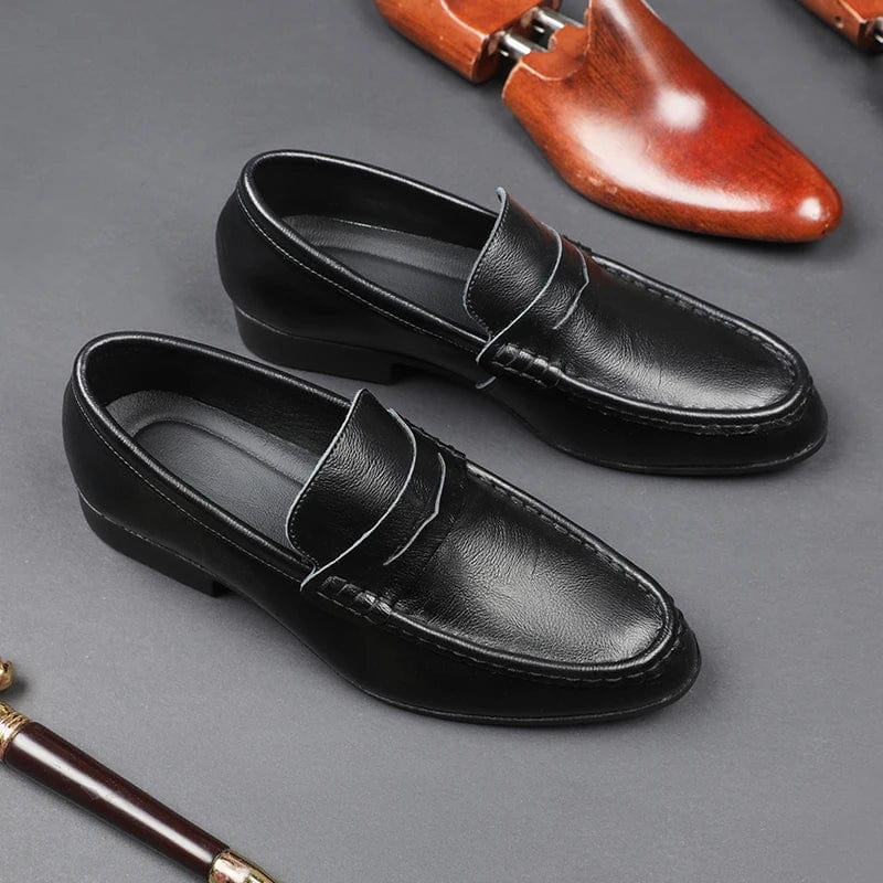 Eleganza Italiana Men Streetwear Fashion Business Casual Thick Platform Genuine Leather Wedding Loafers Shoes Harajuku Korean Man Leather Shoes Streetwear high fashion shein amazon temu target Walmart online