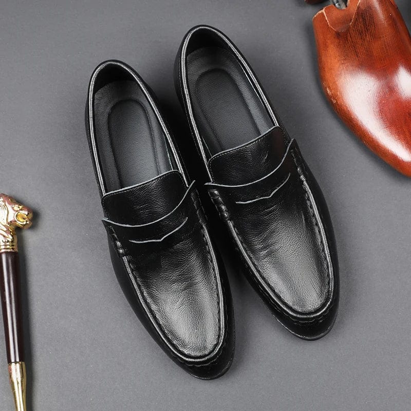 Eleganza Italiana Men Streetwear Fashion Business Casual Thick Platform Genuine Leather Wedding Loafers Shoes Harajuku Korean Man Leather Shoes Streetwear high fashion shein amazon temu target Walmart online