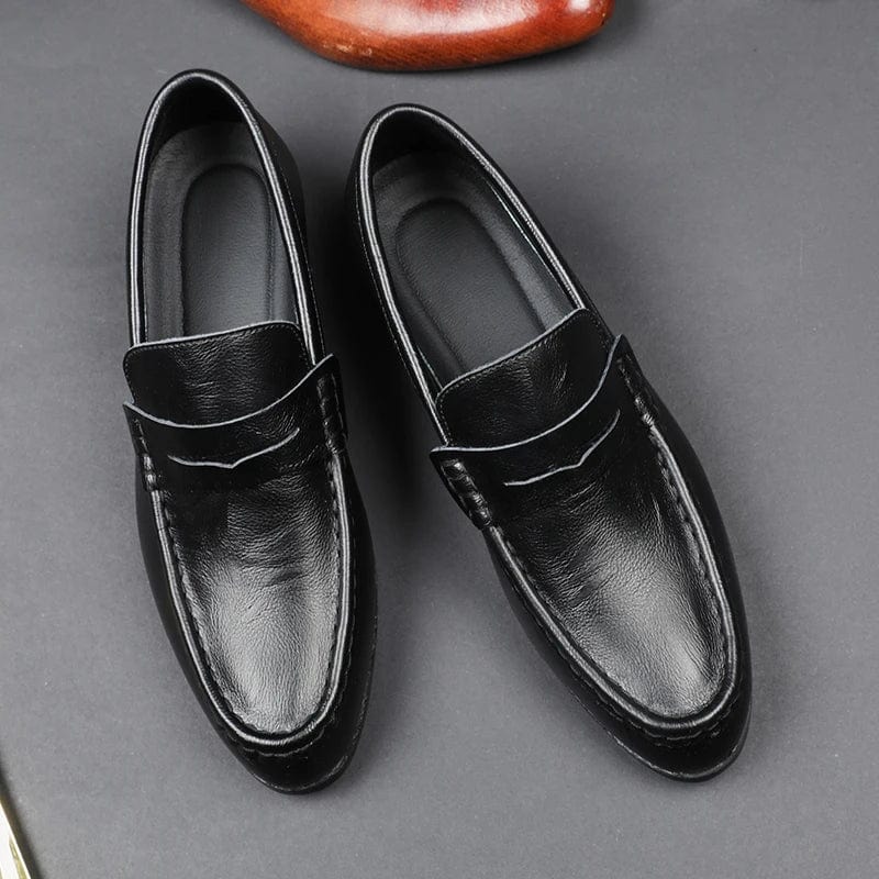 Eleganza Italiana Men Streetwear Fashion Business Casual Thick Platform Genuine Leather Wedding Loafers Shoes Harajuku Korean Man Leather Shoes Streetwear high fashion shein amazon temu target Walmart online