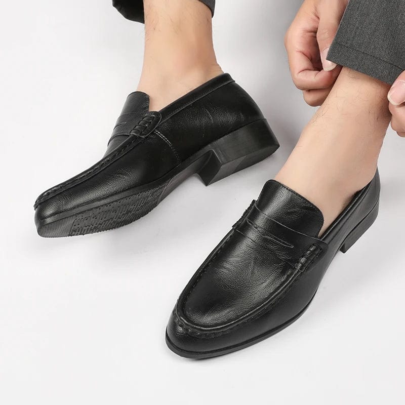 Eleganza Italiana Men Streetwear Fashion Business Casual Thick Platform Genuine Leather Wedding Loafers Shoes Harajuku Korean Man Leather Shoes Streetwear high fashion shein amazon temu target Walmart online