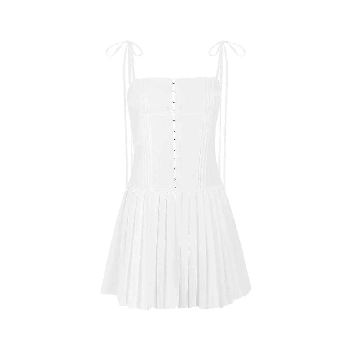 Eleganza Italiana Mingmingxi Summer Dress Women Mini A Line Birthday Party Dresses Casual Holiday Vacation White Pleated Dress for Club Outfits Streetwear high fashion shein amazon temu target Walmart online