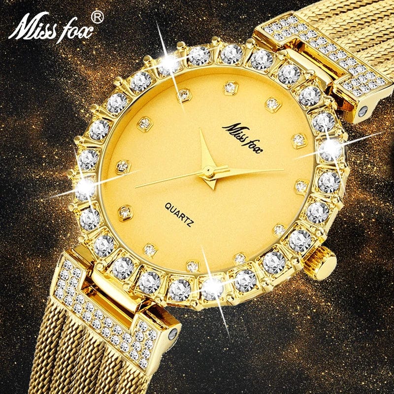 Eleganza Italiana MISSFOX Women Watches Luxury Brand Watch Bracelet Waterproof Big Lab Diamond Ladies Wrist Watches For Women Quartz Clock Hours Streetwear high fashion shein amazon temu target Walmart online