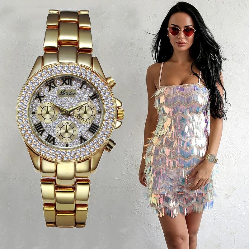 Eleganza Italiana MISSFOX Womens Watch Shockproof Waterproof Luxury Ladies Ar Metal Watch bracelets Rhinestone Bu Cheap Watches Dropshipping Streetwear high fashion shein amazon temu target Walmart online