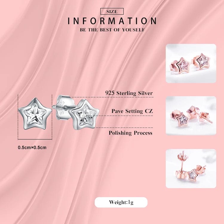 Eleganza Italiana Modian Top Quality 925 Sterling Silver Clear Sparkling Cubic Zirconia Stars Stud Earrings For Women Exquisite Fashion Jewelry Streetwear high fashion shein amazon temu target Walmart online