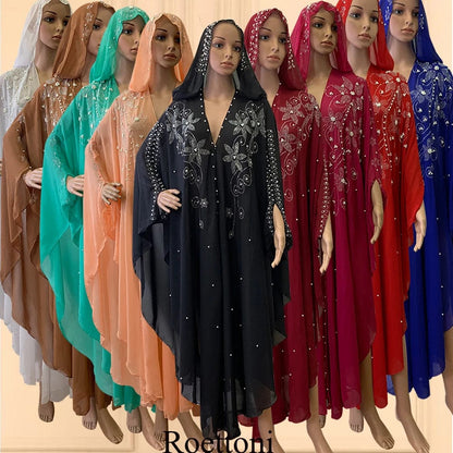 Eleganza Italiana Muslim Kaftan Abaya Dress Kimono Women Dubai Open Abaya Turkish Stone Chiffon Hooded Dress Elegant African OverSize Gorgeous Par Streetwear high fashion shein amazon temu target Walmart online