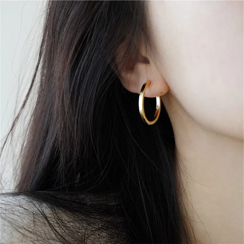 Eleganza Italiana New Classic Stainless Steel Hoop Earrings For Women Fashion Korean y2k Jewelry Temperament Girl&