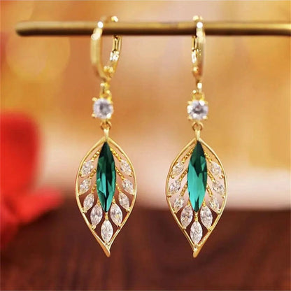 Eleganza Italiana New Fashion Crystal Leaf Tassel Drop Earrings For Women Exquisite Micro Inlaid Cubic Zircon Leaves Earring Wedding Jewelry Gifts Streetwear high fashion shein amazon temu target Walmart online