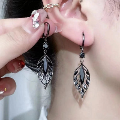 Eleganza Italiana New Fashion Crystal Leaf Tassel Drop Earrings For Women Exquisite Micro Inlaid Cubic Zircon Leaves Earring Wedding Jewelry Gifts Streetwear high fashion shein amazon temu target Walmart online