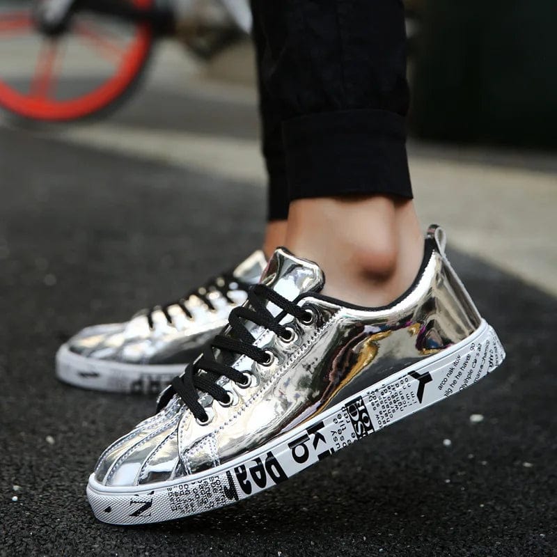 Eleganza Italiana New Gold Sneakers Couple Shoes Luxury Casual Glitter Sneakers Men Hip-hop Streetwear Skateboard Shoes Men Flat Designer Footwear Streetwear high fashion shein amazon temu target Walmart online