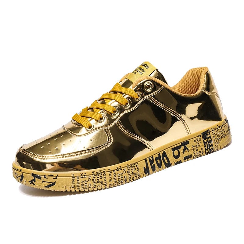 Eleganza Italiana New Gold Sneakers Couple Shoes Luxury Casual Glitter Sneakers Men Hip-hop Streetwear Skateboard Shoes Men Flat Designer Footwear Streetwear high fashion shein amazon temu target Walmart online