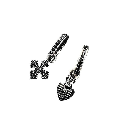 Eleganza Italiana New Gothic Style 925 Sterling Silver Cross Heart Earrings Charms Y2K Earrings Party Favors Women&