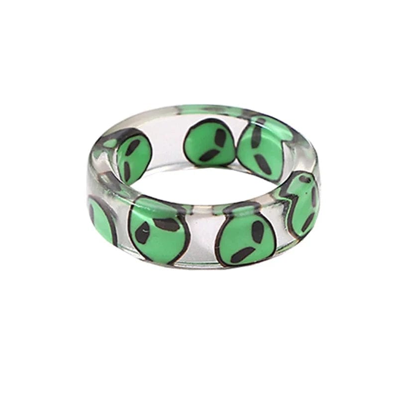 Eleganza Italiana New INS Resin Green Alien ET Rings for Women Y2K Jewelry Punk Fashion Goth Rings Egirl Style Friends Gifts 2000s Aesthetic New Streetwear high fashion shein amazon temu target Walmart online