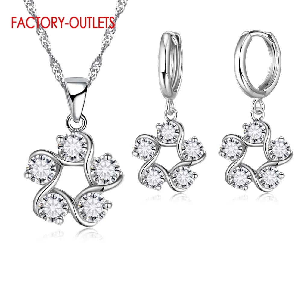 Eleganza Italiana New Jewelry Sets 0.01USD Collections 925 Silver Needle Cubic Zirconia CZ Necklaces Hoop Earrings Women Girls Engagement Gifts Streetwear high fashion shein amazon temu target Walmart online