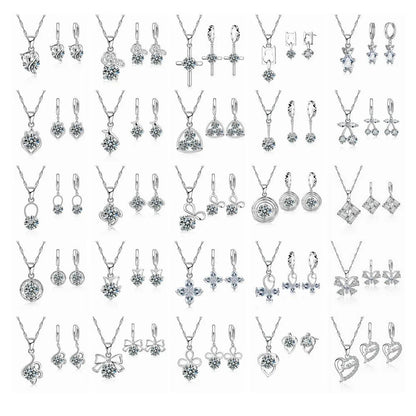 Eleganza Italiana New Jewelry Sets 0.01USD Collections 925 Silver Needle Cubic Zirconia CZ Necklaces Hoop Earrings Women Girls Engagement Gifts Streetwear high fashion shein amazon temu target Walmart online