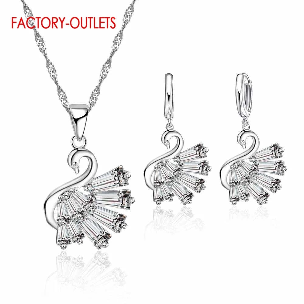 Eleganza Italiana New Jewelry Sets 0.01USD Collections 925 Silver Needle Cubic Zirconia CZ Necklaces Hoop Earrings Women Girls Engagement Gifts Streetwear high fashion shein amazon temu target Walmart online